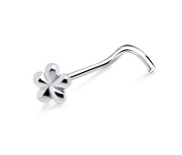 Flower Silver Curved Nose Stud NSKB-794